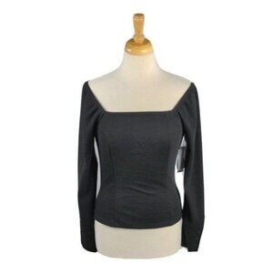Treasure & Bond Womens Off Shoulder Top Long Sleeve Body Con Small Black NEW